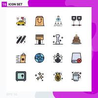 User Interface Pack of 16 Basic Flat Color Filled Lines of net connection purchase computers group Editable Creative Vector Design Elements