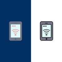 Mobile Sign Service Wifi  Icons Flat and Line Filled Icon Set Vector Blue Background