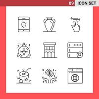 9 Icon Pack Line Style Outline Symbols on White Background Simple Signs for general designing vector