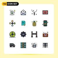 16 User Interface Flat Color Filled Line Pack of modern Signs and Symbols of compact audio order analog holiday Editable Creative Vector Design Elements