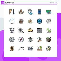 Universal Icon Symbols Group of 25 Modern Filled line Flat Colors of conversation mobile application cloud mobile rain Editable Vector Design Elements