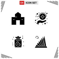 4 iconos símbolos de glifos creativos basados en cuadrícula de estilo sólido para el diseño de sitios web signos de iconos sólidos simples aislados en fondo blanco conjunto de 4 iconos vector