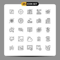 Pack of 25 creative Lines of equipment technology laptop man car Editable Vector Design Elements