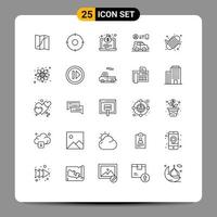 Pack of 25 creative Lines of equipment technology laptop man car Editable Vector Design Elements