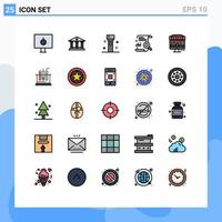 Set of 25 Modern UI Icons Symbols Signs for report file devices content technology Editable Vector Design Elements