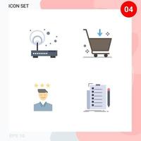 User Interface Pack of 4 Basic Flat Icons of access business point cart growth Editable Vector Design Elements