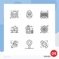 Group of 9 Modern Outlines Set for waste leak egg gas barcode Editable Vector Design Elements