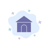 Building Hose House Shop Blue Icon on Abstract Cloud Background vector