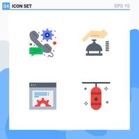 Group of 4 Flat Icons Signs and Symbols for call design setting alarm web Editable Vector Design Elements