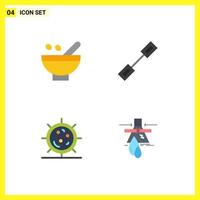 conjunto de 4 iconos planos vectoriales en cuadrícula para hierbas cosméticas vinculadas a la cadena natural fitness elementos de diseño vectorial editables vector