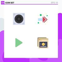 Universal Icon Symbols Group of 4 Modern Flat Icons of design video arrow control e Editable Vector Design Elements