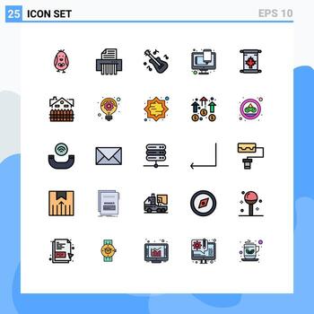 Pictogram Set of 25 Simple Filled line Flat Colors of leaf autumn instrument note web Editable Vector Design Elements