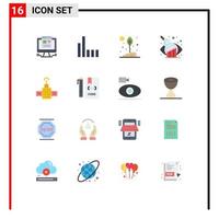 Set of 16 Vector Flat Colors on Grid for code navigation environment gps graphical analysis Editable Pack of Creative Vector Design Elements