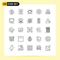 Set of 25 Modern UI Icons Symbols Signs for free drink handshake cap business Editable Vector Design Elements