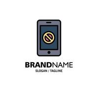 Mobile Cell Phone No No Mobile Business Logo Template Flat Color vector