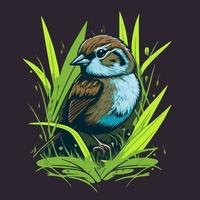 Sparrow Bird Logo Design Mascot Illustration  Badges