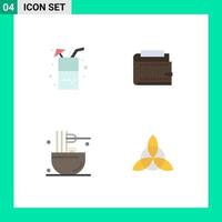 Set of 4 Vector Flat Icons on Grid for beverage purse juice finance drinks Editable Vector Design Elements