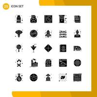 User Interface Pack of 25 Basic Solid Glyphs of power gas resume energy digital Editable Vector Design Elements