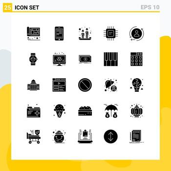 25 Solid Glyph concept for Websites Mobile and Apps digital devices coding cpu light Editable Vector Design Elements