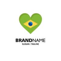 corazón brasil bandera amor empresa logotipo plantilla color plano vector