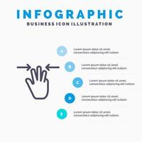 Gestures Hand Mobile Three Fingers Line icon with 5 steps presentation infographics Background vector