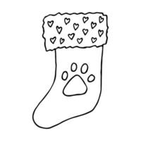 Hand drawn sock for Christmas gifts. Hanging sock doodle. Winter single design element vector