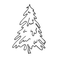 Christmas tree hand drawn clipart. Spruce doodle. Single element for card, print, web, design, decor vector