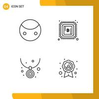 4 Line concept for Websites Mobile and Apps greatness fashion symbols mining necklace Editable Vector Design Elements