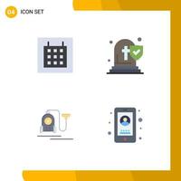 4 User Interface Flat Icon Pack of modern Signs and Symbols of calendar hotel church insurance business Editable Vector Design Elements