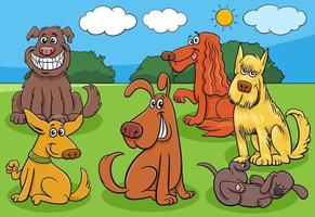 cartoon dogs and puppies funny characters group vector