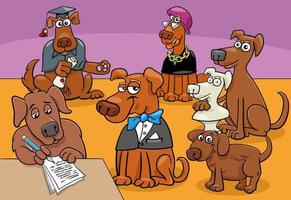 cartoon dogs funny comic characters group vector