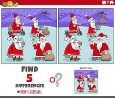 differences game for children with Santa Clauses characters vector