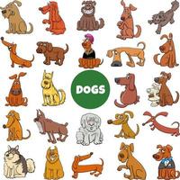 cartoon dogs and puppies comic characters big set vector