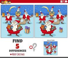 differences activity for children with Santa Clauses characters vector