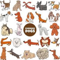 cartoon purebred dogs and puppies characters big set vector