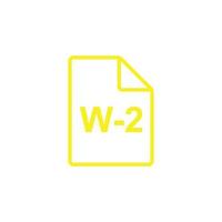 eps10 amarillo vector w2 irs formulario de impuestos documento icono aislado sobre fondo blanco. símbolo de esquema de formulario de impuestos financieros en un estilo moderno y plano simple para el diseño de su sitio web, logotipo y aplicación móvil