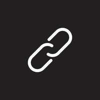 eps10 icono de arte de línea abstracta de enlace de vector blanco aislado sobre fondo negro. hipervínculo o símbolo de contorno de cadena en un estilo moderno y plano simple para el diseño de su sitio web, logotipo y aplicación móvil