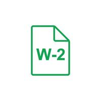 eps10 vector verde w2 icono de documento de formulario de impuestos irs aislado sobre fondo blanco. símbolo de esquema de formulario de impuestos financieros en un estilo moderno y plano simple para el diseño de su sitio web, logotipo y aplicación móvil
