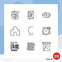 9 Outline concept for Websites Mobile and Apps shack house bowl home nest Editable Vector Design Elements