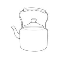 Kettle line vector art. Teapot logo. Kettle with handle isolated on white background. Kettle in line art style vector icon.