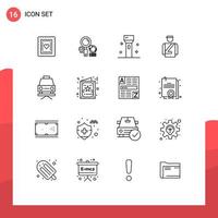 Stock Vector Icon Pack of 16 Line Signs and Symbols for car man devices hotel technology Editable Vector Design Elements