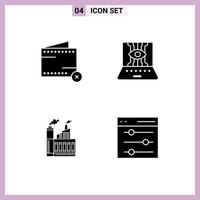 User Interface Pack of 4 Basic Solid Glyphs of close technology money computer sciences building Editable Vector Design Elements