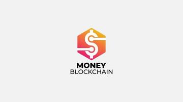 icono de diseño de vector de logotipo minimalista de blockchain de dinero