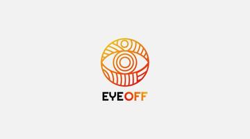 Eye off line art logo vector icon design illustration