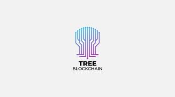 Digital Tree block chain logo design vector illustration