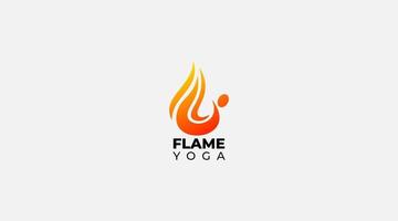 plantilla de icono de vector de diseño abstracto de logotipo de llama de yoga caliente