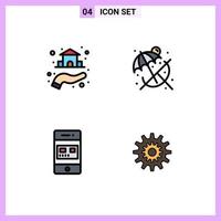 Set of 4 Modern UI Icons Symbols Signs for estate online hand summer store Editable Vector Design Elements