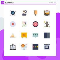 Set of 16 Modern UI Icons Symbols Signs for stop report food website design web page Editable Pack of Creative Vector Design Elements