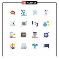 Set of 16 Modern UI Icons Symbols Signs for setting night strategic celebration graph Editable Pack of Creative Vector Design Elements