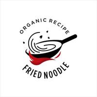 Food Fried Noodle Logo Design Cooking Pan Chef Vector Graphic Idea